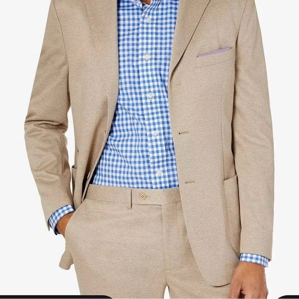 Tallia Slim-Fit‎ Knit Suit Pants Cream 34x34 NWT IN PACKAGING